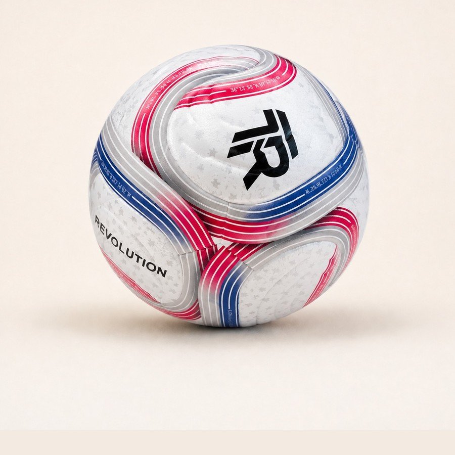 Balón Revolution plateado con líneas rosa y azul